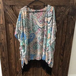 One size fringe kimono